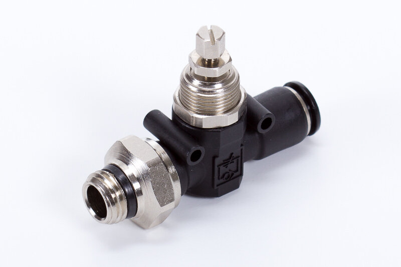 (EN) Exhaust air flow control, push-in connections / thread, for screw driver